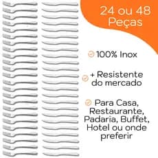 Kit Jogo Talher 24 ou 48 Peças Garfo E Faca Com Serra Inox Resistente 3mm Restaurante Bar Hotel Buffet Faqueiro Grosso