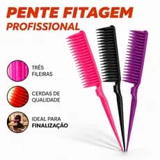 Kit Com 3 Pentes de Fitagem 3 Fileiras Cabelo Crespos Cacheados Ondulados Finalização Definição