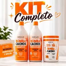 Kit Bomba Cacho Shampoo + Condicionador e Creme de Pentear 1kg Definição de Cachos e Hidratação