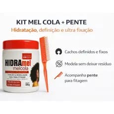 Mel Cola Gelatina Fixadora Cachos Naturais 500g Orgânico Cabelo Crespo Ondulado Cacheado + BRINDE