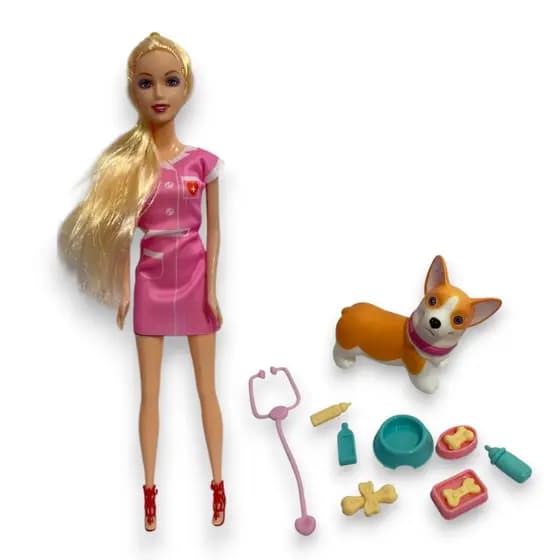 Boneca Dra. Veterinária Fashion – Diversão e Aprendizado com 11 Acessórios