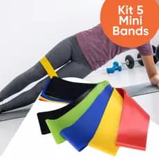 Kit 5 Mini Bands de Látex Faixas Elásticas de Resistência Treino, Pilates, Funcional e Crossfit