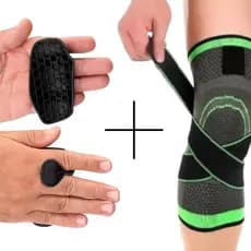 Kit Luva de Musculação Antiderrapante + Joelheira Ortopédica Treino Academia Previne Lesões Saúde Exercicio Físico