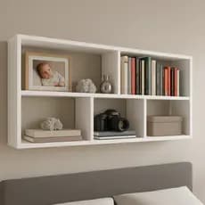Prateleira MDF branca 70x50cm moderna e resistente, perfeita pra organizar e decorar qualquer ambiente!