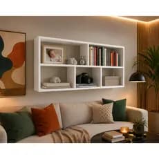 SUPORTE PRATILEIRA DE LIVRO DECORAÇAO MDF 70X53x20CM BRANCO PRATELEIRA QUARTO SALA ESCRITORIO ESTANTE ARMARIO