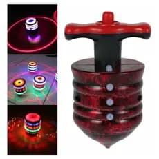 Pião Elétrico Musical Luminoso Retro Com Lançador