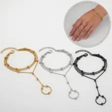 Pulseira Anel De Mão Feminina Estilo Indiano Banhado Luxo