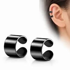 Par De Brincos Pressão Piercing Orelha Preto Mod1 Tiktok
