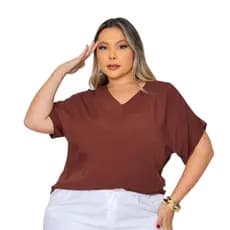 BLUSA PLUS SIZE  DECOTE EM V DE VISCOLINHO
