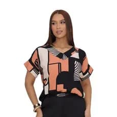 BLUSA FEMININA DECOTE EM V MANGA CURTA