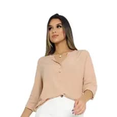 CAMISA SOCIAL FEMININA MANGA 3/4 LISO