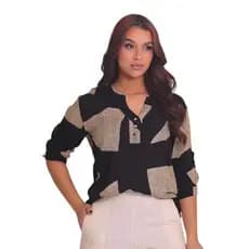 CAMISA SOCIAL FEMININA MANGA 3/4 ESTAMPADA