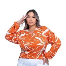 BLUSA  PLUS SIZE DECOTE EM  V MANGA LONGA