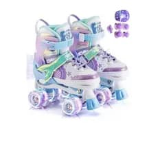 Patins 4 Rodas Infantil Sereia + Kit Proteção Rodas Em Led (Promoção, melhor preço, envio imediato).