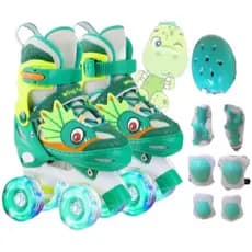 Patins 4 Rodas Com Led Infantil Dinossauro + kit Proteção (Menor Preço, Promoção, Top, Lançamento)