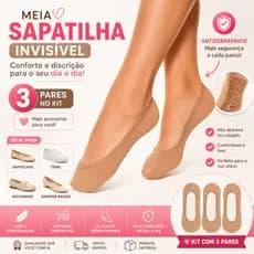 Kit 3 Pares Meia Sapatilha Invisível Antiderrapante Confortável meia para sapatilha meia para tênis meia confortável