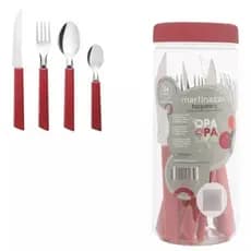 Jogo Faqueiro Inox Conjunto Talheres Cozinha 24 Peças + pote- jogo de talher