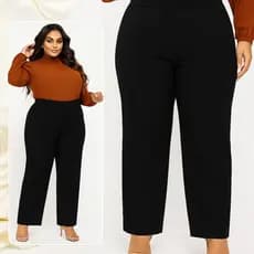 Calça pantalona PLUS SIZE feminina cintura alta com bolso todas as ocasiões