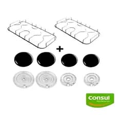Kit Completo Fogão Consul Facilite 4 Bocas 3 Pinos + 2 Grelhas Trempe