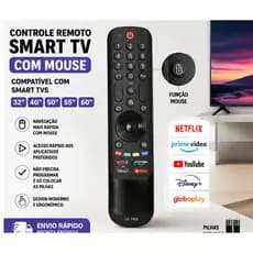 Controle Remoto LG Smart TV Magic Compatível 32 40 50 60 Com Voz e Mouse Netflix Prime YouTube