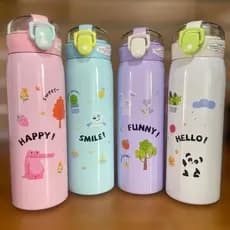 Garrafa Térmica Infantil Animais com Canudo ou Dinossauro Rainbow 350ml - 500ml