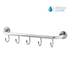 Cabide 5 Ganchos Alumínio Aço Inox Suporte Porta Toalha Roupa 33 cm Pendurar Objetos