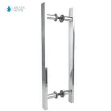 Puxador de Porta Duplo 40 CM (30 CM ENTRE FUROS) Retangular Alumínio Vidro Madeira Aço Box Portão