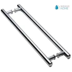 PUXADOR DE PORTA DUPLO 60 CM (50 cm entre furos) TUBULAR REDONDO Porta Vidro Madeira Pivotante Box