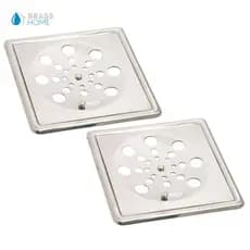 Kit 2 Ralo Grelha Quadrado 10x10 cm Aço Inox Completo Com Caixilho Abre e Fecha