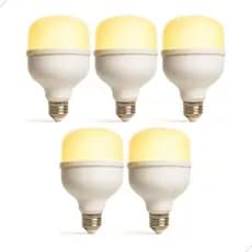 Kit 5 Lâmpada Led Bulbo 20w 3000k Branco Quente Bivolt 110v 220v Luz Amarela Aconchegante E27