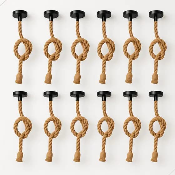 Kit 12 Pendente Corda Sisal 1 Metro Bivolt 110v 220v Vintage Rústico Decorativo Área Luminária Teto