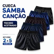 Kit de 2 a 5 Cueca Samba Canção Tecido Acetinado Shorts de dormir Pijama masculino