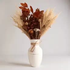 ARRANJO BUQUE DE FLORES SECAS+ VASO CERAMICA HOME BRANCO