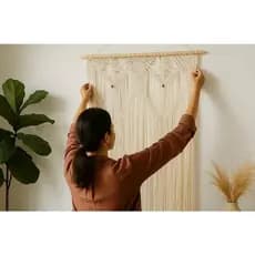 Cortina Painel Fibra De Coco Macramê Decoração Boho Chic