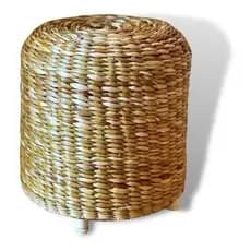 PUFF REDONDO PALHA DE TABOA TRANÇADO DECOR BOHO CHIC