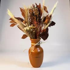 Vaso Terracota + Arranjo Buquê Flores Secas Capim Dos Pampas