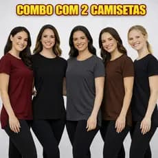 Kit 2 Blusas Fitness Feminina Academia Dry Fit Camisa Caminhada Musculação Treino Camisetas Tapa Bum Bum 5 cores