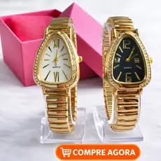 Relógio Feminino Oval Gota cobra brilho moda Stras com Pulseira Elastica Presente Dia Dos namorados