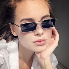 Óculos De Sol Retrô Quadrado Retangular Metálica, Masculino Feminino UV400 Estilo Luxo