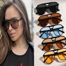 Óculos De Sol Retro Quadrado Lente Oceano Vintage oversized clássico colorido polarizado Unissex