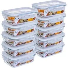 POTE HERMETICO VIDRO 1L e 640ML vasilha RETANGULAR PRETO E TRANSPARENTE