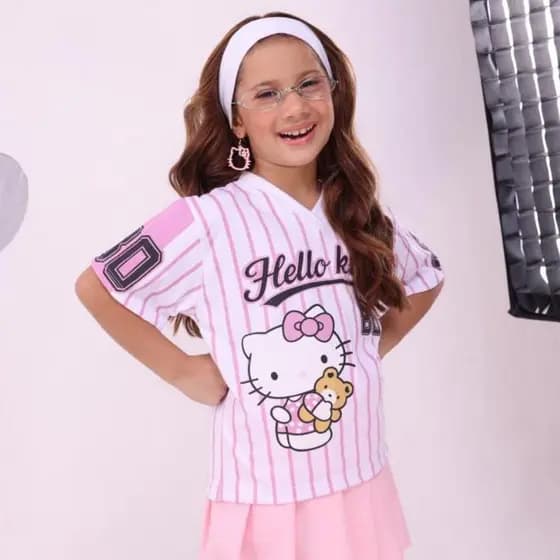 Conjunto infantil da Hello Kitty acmpanhando a faixa de cabelo + um laço de brinde