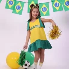 vestido infantil do brasil+ um laço de brinde