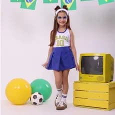 Conjunto do Brasil infantil Feminino com faixa de cabelo + laço de brinde