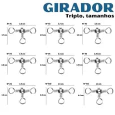 Girador Triplo de pesca em Nickel–ANTITORÇÃO com 30 unidades