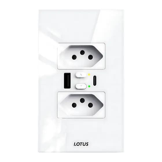 Tomada Inteligente Branca Com Wi-fi E Entrada Usb 4x2 Lotus