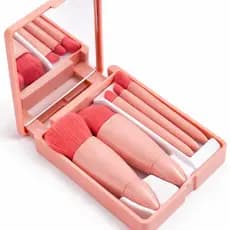 KIT ESPELHO E 5 PINCEIS Para Maquiagem Versáteis Portátil Viagem Profissional Compacto