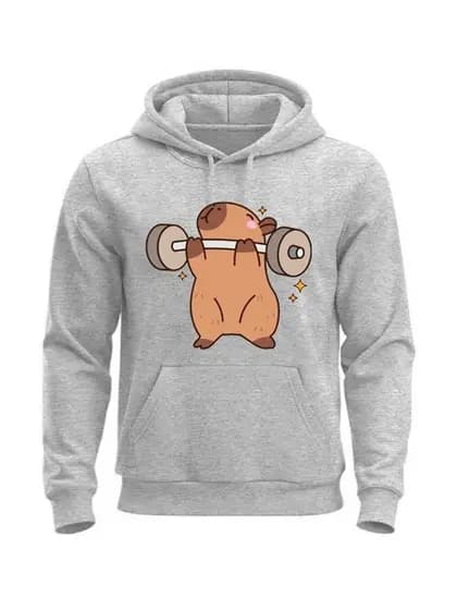 Blusa Moletom Com Capuz Adulto Capivara Treinando Moletom Capivara Moletom Academia Capivara Academia