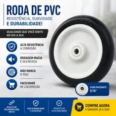 Kit 4 Rodas 4 Polegadas 412 para Carrinho Supermercado Furo Passante 5/16 Alta Resistência