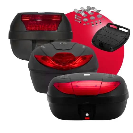 Baú Bauleto 28 35 45 litros com kit fixação Smart Box Pro Tork Original Baú Universal Titan Fan Bros Biz CG